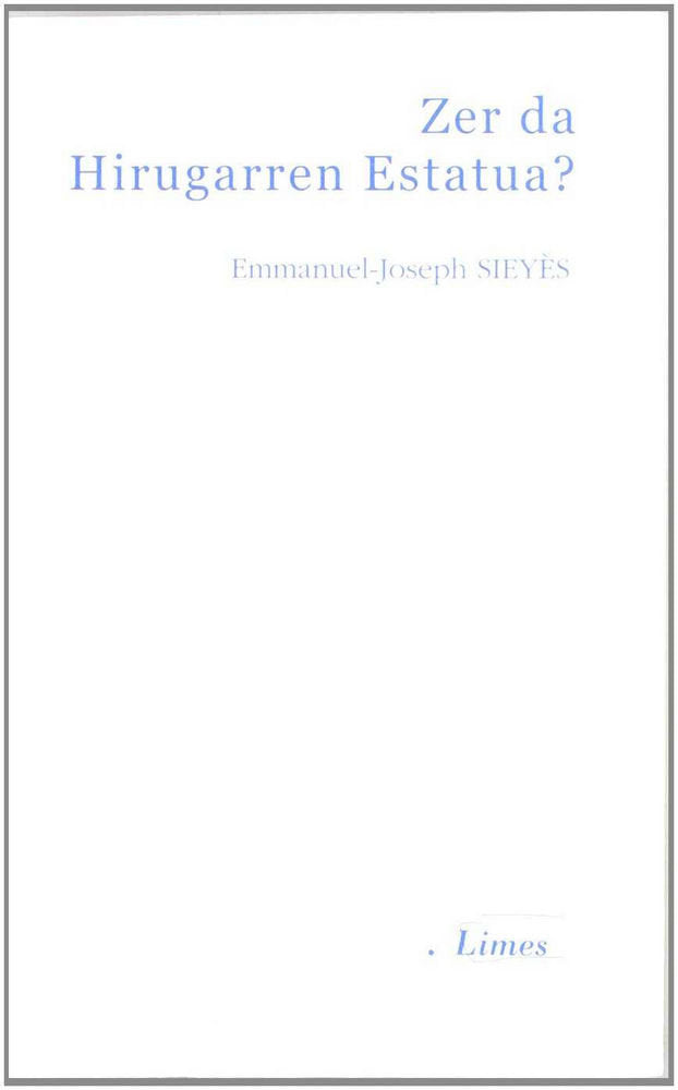 Zer da Hirugarren Estatua?, de Sieyès, Emmanuel Joseph | portada del libro