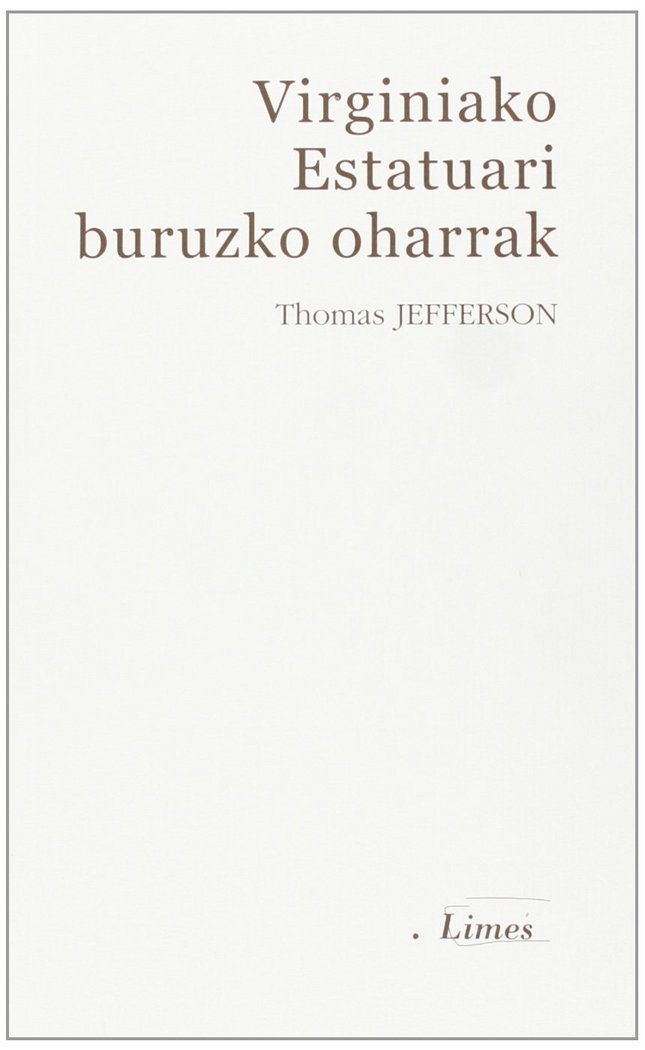 Virginiako Estatuari buruzko oharrak, de Jefferson, Thomas | portada del libro