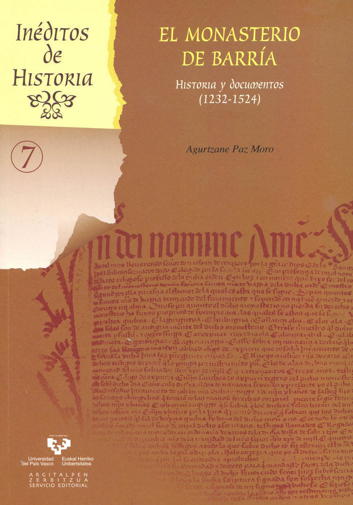 El monasterio de Barría. Historia y documentos (1232-1524), de Paz Moro, Agurtzane | portada del libro