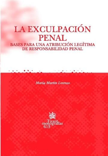 La exculpación penal, de María Martín Lorenzo | portada del libro