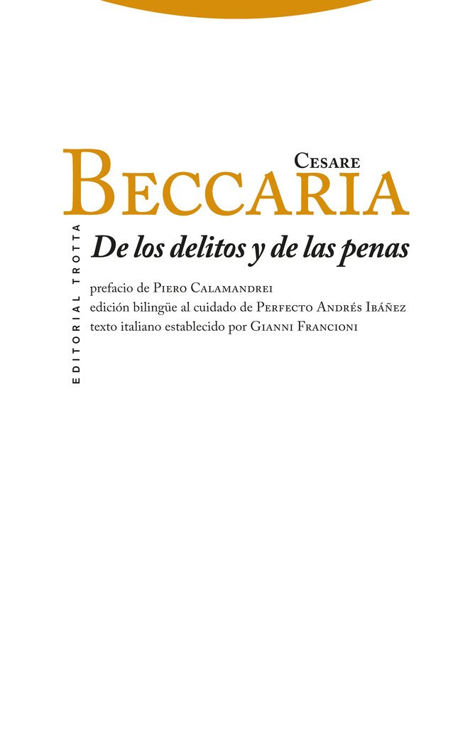 DE LOS DELITOS Y DE LAS PENAS, de Beccaria | portada del libro