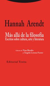 MAS ALLA DE LA FILOSOFIA, de Arendt | portada del libro