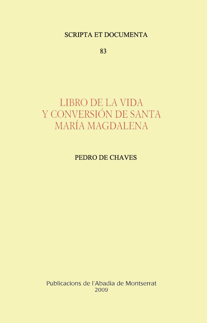 Libro de la vida y conversión de Santa María Magdalena, de de Chaves, Pedro | portada del libro