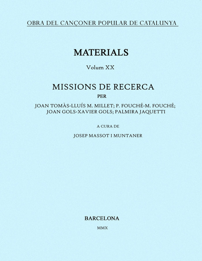 Obra del Cançoner Popular de Catalunya. Volum XX., de Massot i Muntaner, Josep | portada del libro