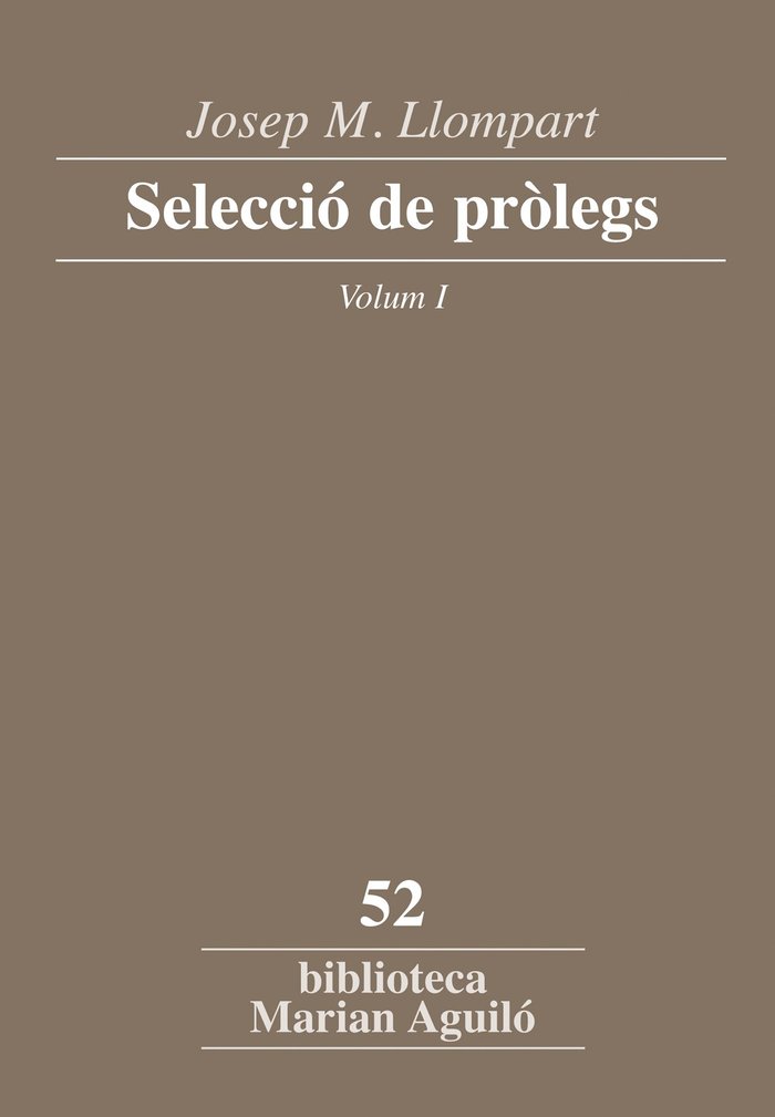 Josep M. Llompart. Selecció de pròlegs. Vol. 1, de Llompart de la Peña | portada del libro