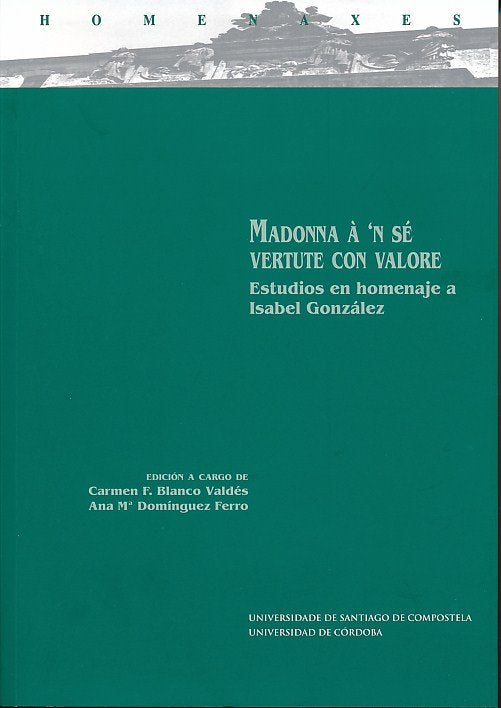 Madonna à 'se vertute con valore. Estudios en homenaje a Isabel González, de AA.VV. | portada del libro