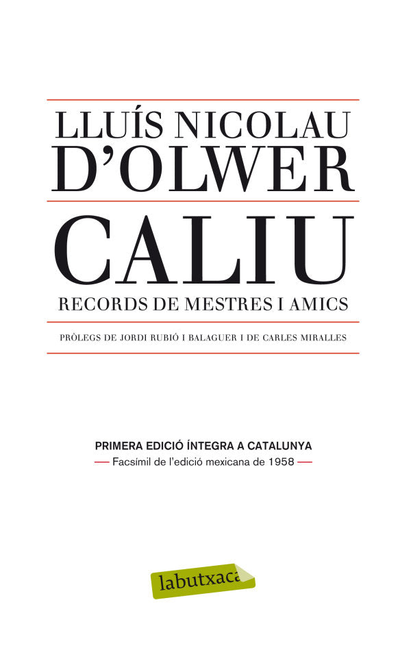 Caliu, de D'Olwer, Lluís Nicolau | portada del libro