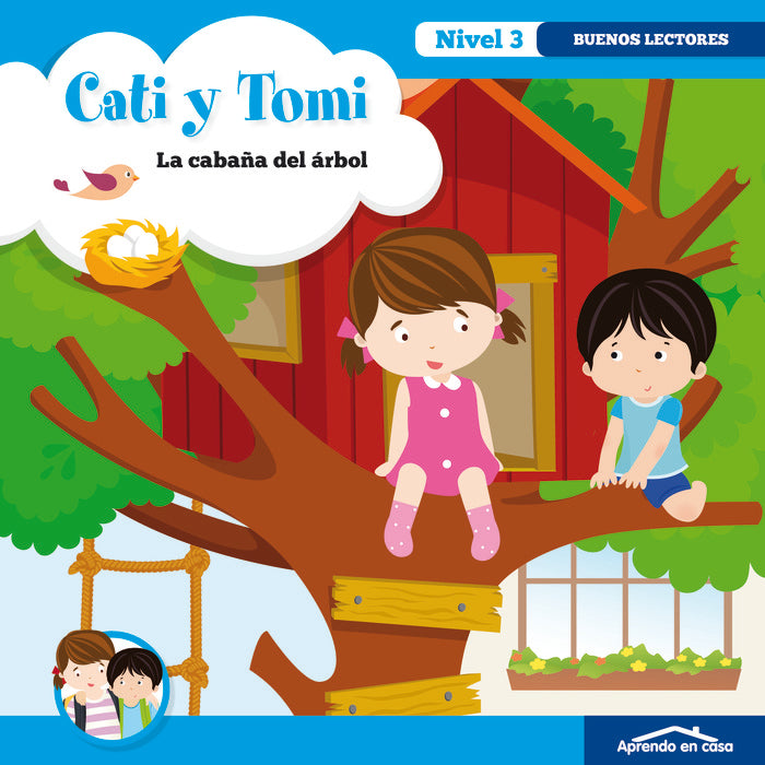 APRENDO EN CASA CATI Y TOMI LA CABAÑA DEL ÁRBOL | portada del libro