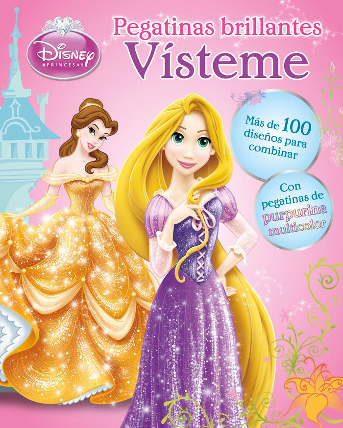 Princesas. Vísteme. Pegatinas brillantes, de Disney | portada del libro
