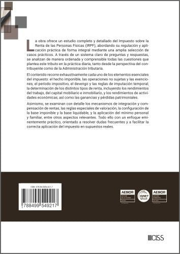 IMPUESTO SOBRE LA RENTA DE LAS PERSONAS FISICAS: RESPUESTAS Y SOLUCION, de FRANCISCO MELLADO BENAVENTE | portada del libro