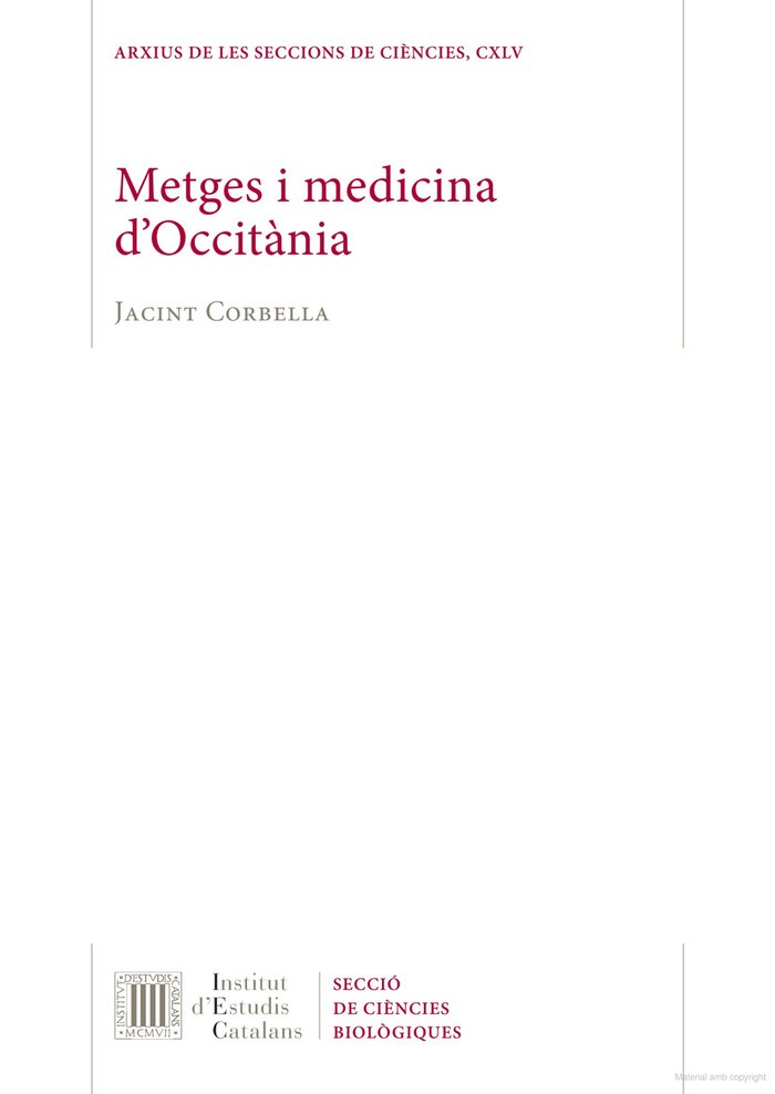 Metges i medicina d'Occitània, de Corbella i Corbella, Jacint | portada del libro