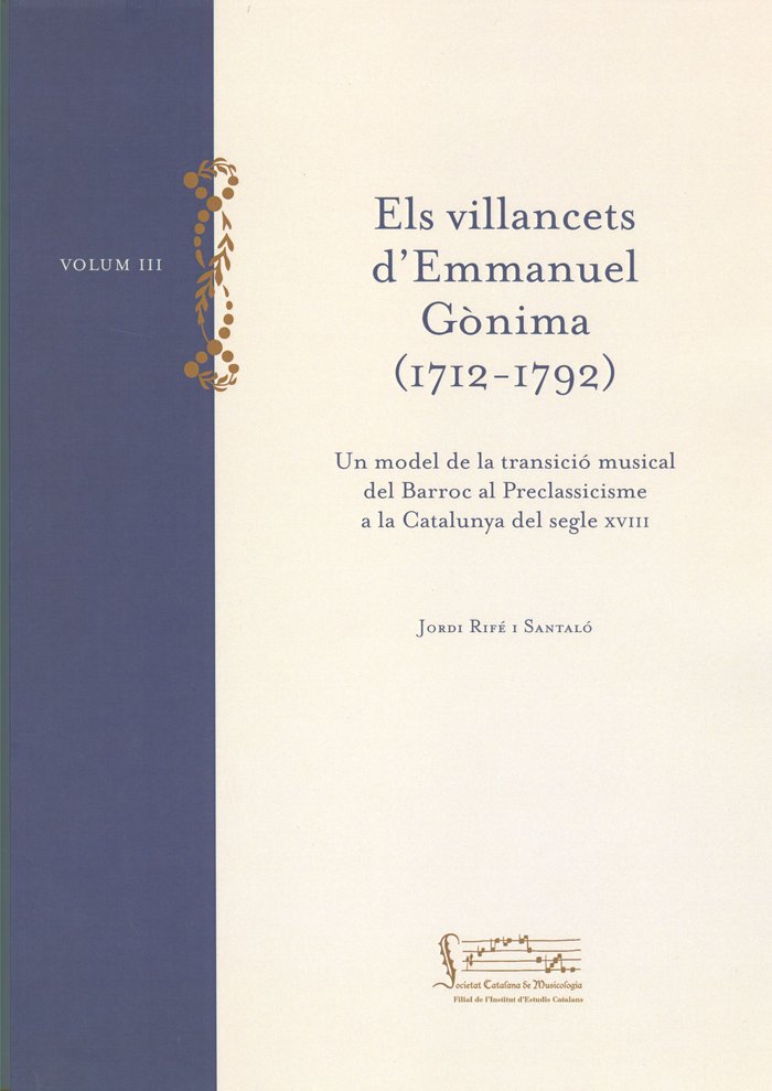 Els Villancets d'Emmanuel Gònima (1712-1792) (Obra completa) [Música impresa], de Rifé i Santaló, Jordi | portada del libro