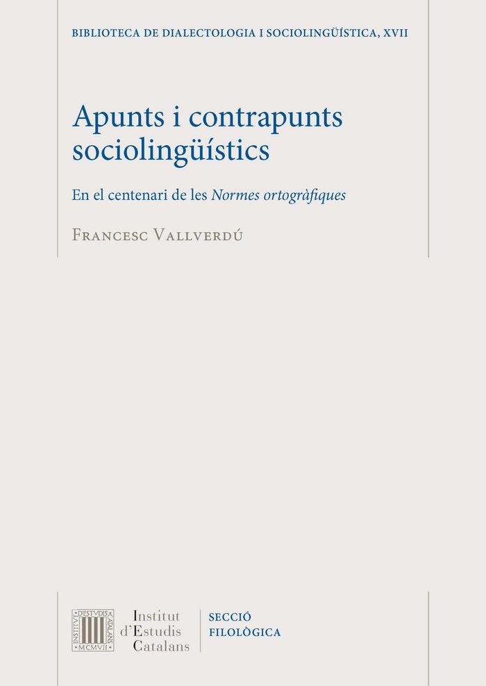 Apunts i contrapunts sociolingüístics, de Vallverdú, Francesc | portada del libro