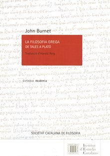 LA FILOSOFIA GREGA DE TALES A PLATO, de JOHN, BURNET | portada del libro