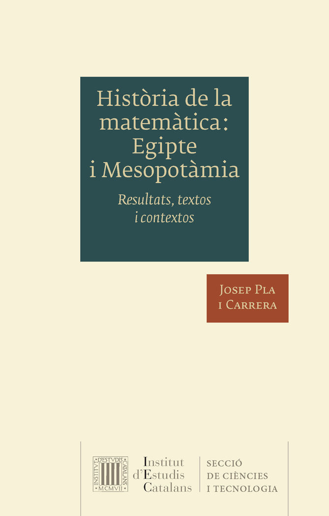HISTORIA DE LA MATEMATICA, de PLA I CARRERA | portada del libro