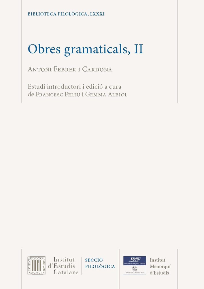 Obres gramaticals, II, de Febrer i Cardona, Antoni | portada del libro