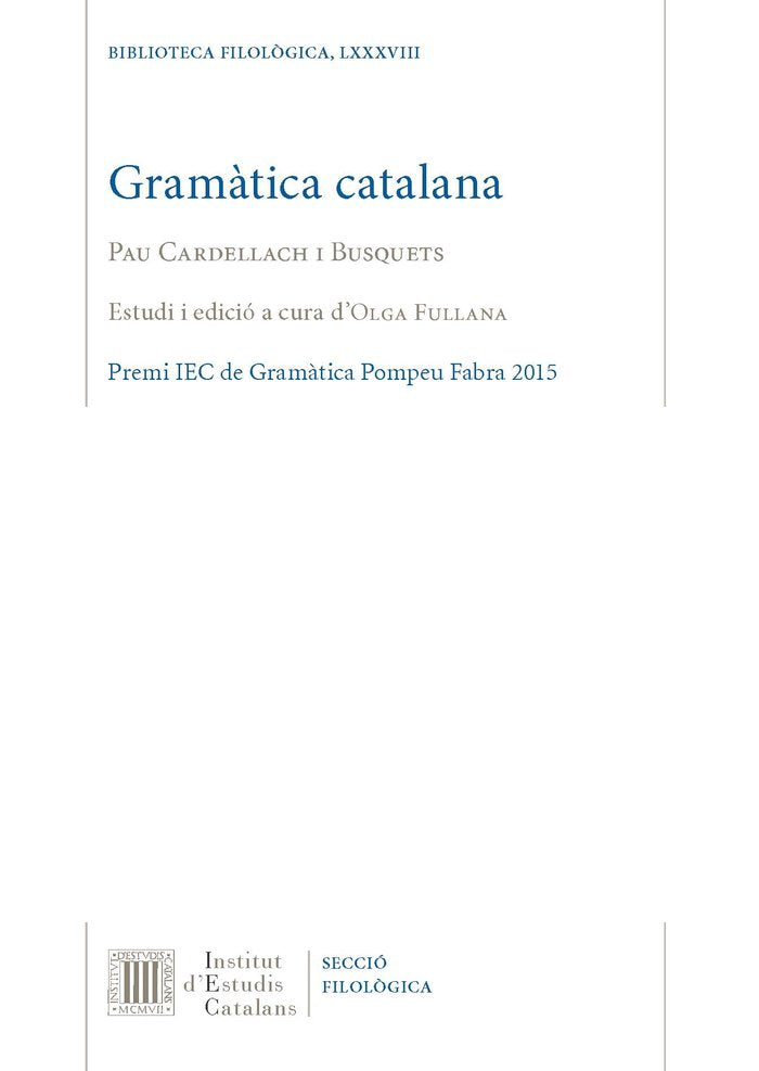 GRAMATICA CATALANA, de CARDELLACH I BUSQUETS | portada del libro