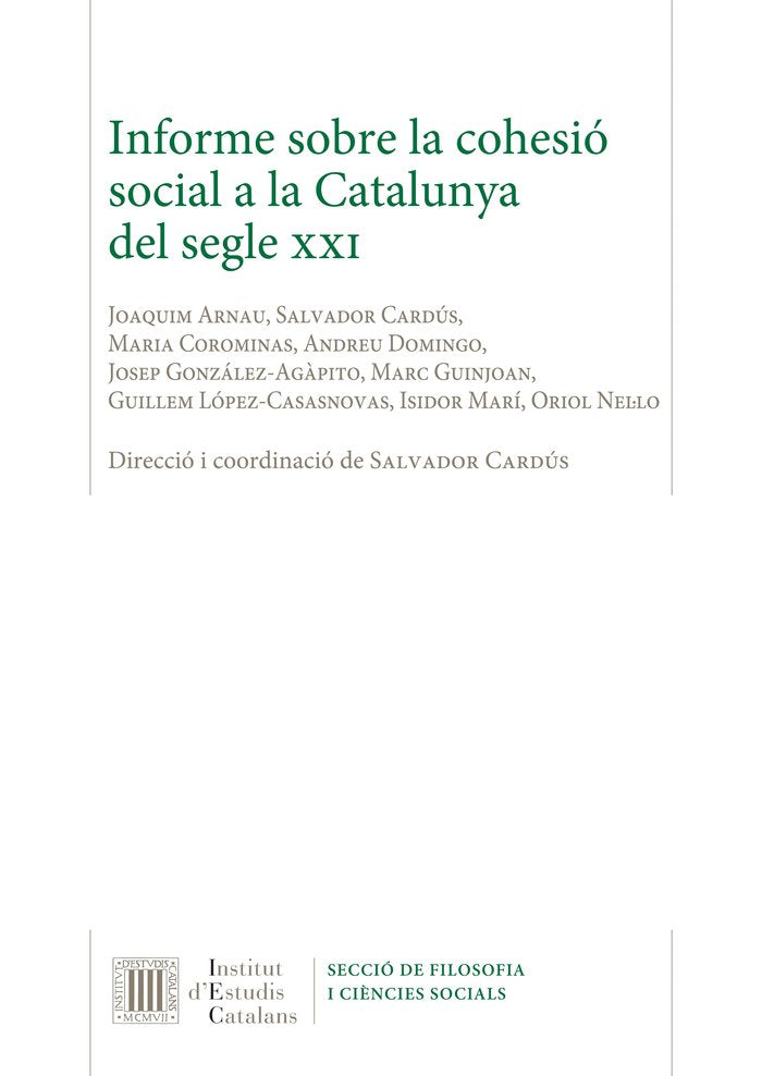 Informe sobre la cohesió social a la Catalunya del segle XXI | portada del libro