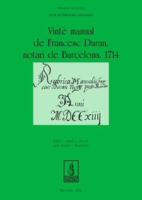 Vintè manual de Francesc Duran, notari de Barcelona. 1714, de Salvador Montoriol | portada del libro