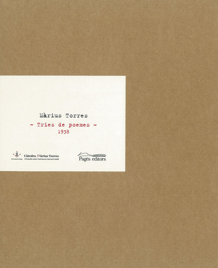 Màrius Torres. Tries de poemes, 1938, de Torres, Màrius | portada del libro