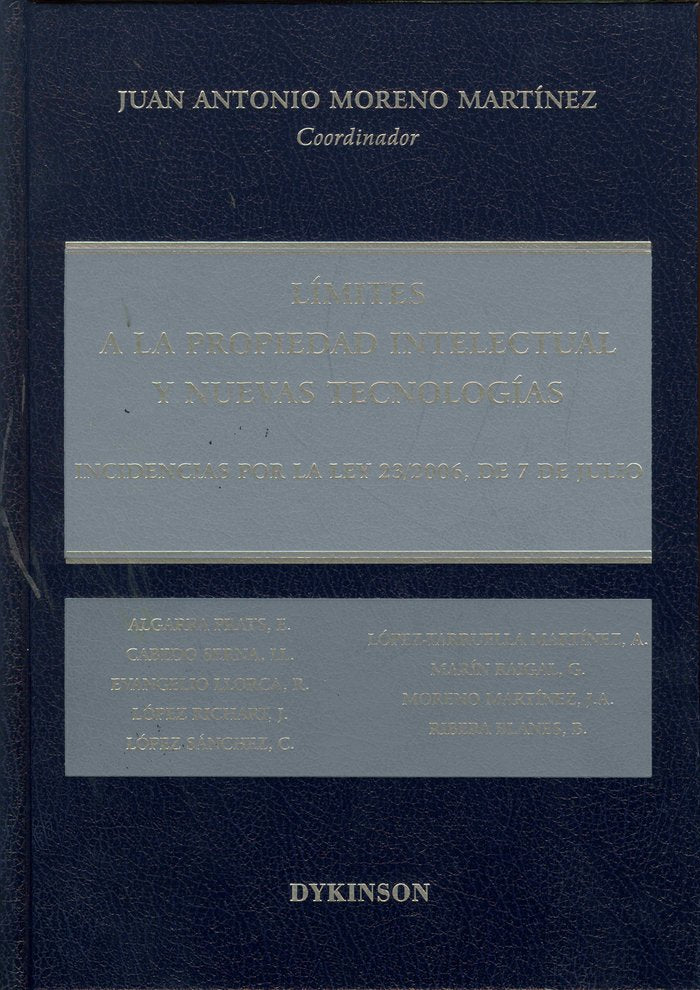 Límites a la propiedad intelectual y nuevas tecnologías, de Moreno Martínez [et al.] | portada del libro