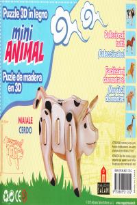 CERDO MINI ANIMAL PUZLE DE MADERA EN 3D, de AA.VV. | portada del libro