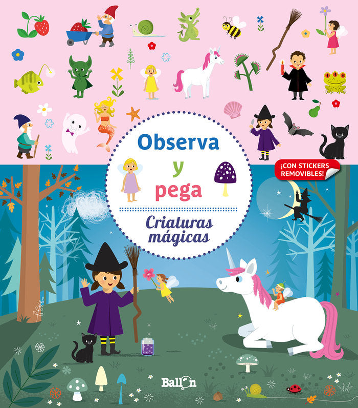 OBSERVA Y PEGA - CRIATURAS MÁGICAS, de BALLON | portada del libro