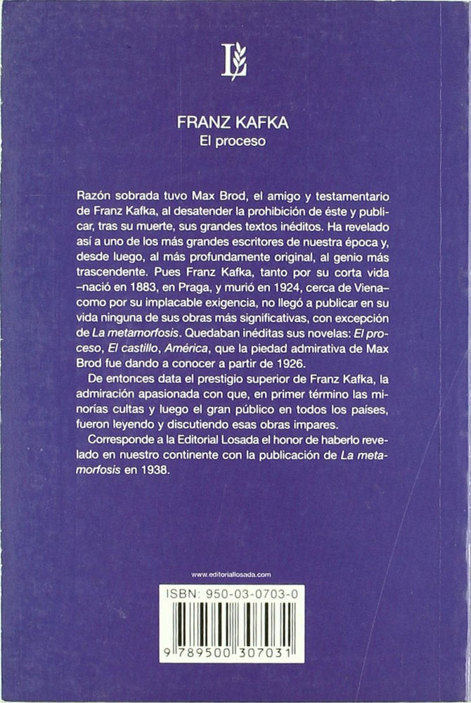 PROCESO, EL -429-, de KAFKA | portada del libro