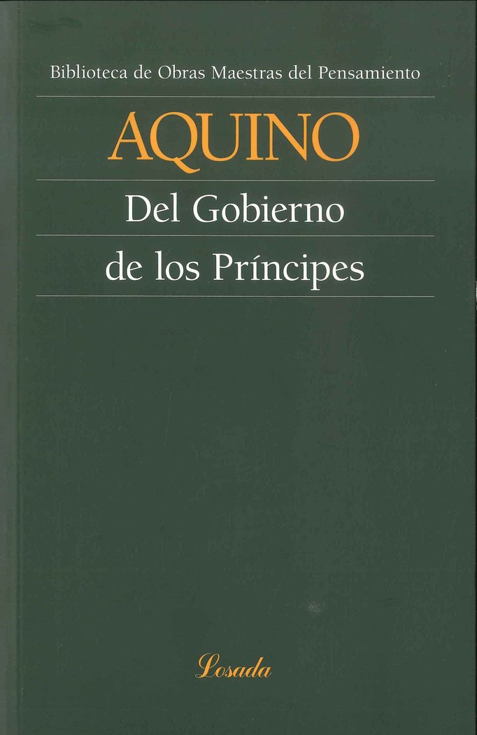 DEL GOBIERNO DE LOS PRINCIPES, de AQUINO | portada del libro