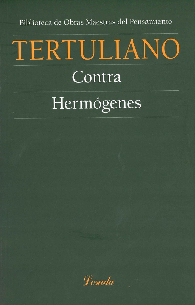 Contra Hermógenes, de Tertuliano, Quinto Septimio Florente | portada del libro