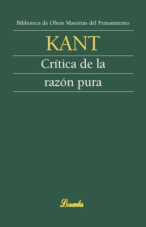 CRITICA DE LA RAZON PURA, de Kant, Immanuel | portada del libro