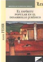 ESPIRITU POPULAR EN EL DESARROLLO JURIDICO, de HANS FEHR | portada del libro