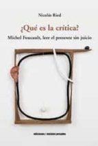 QUE ES LA CRITICA, de NICOLAS RIED | portada del libro