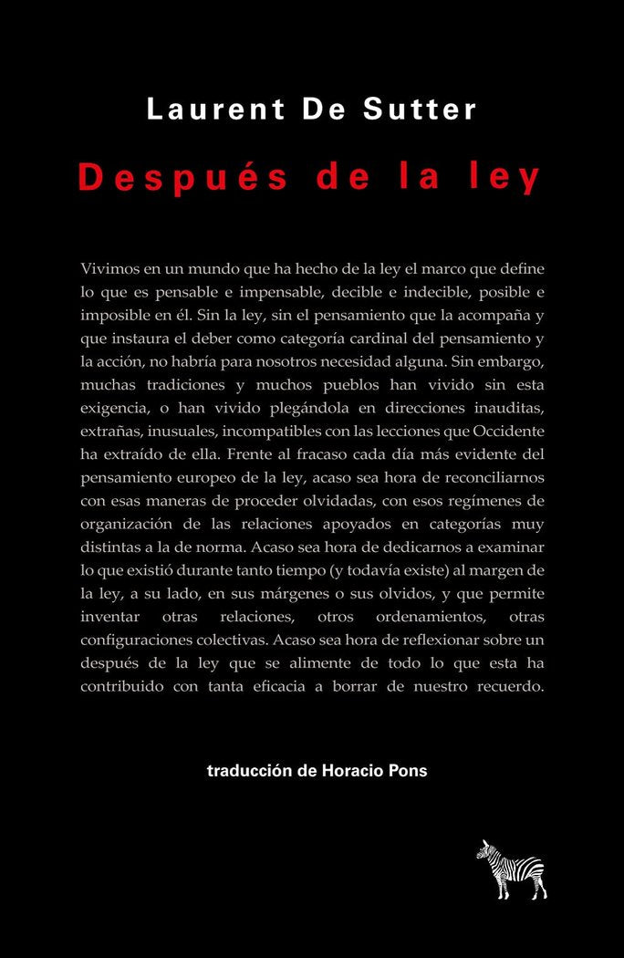 DESPUES DE LA LEY, de LAURENT DE SUTTER | portada del libro