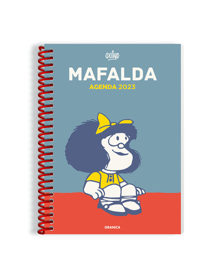 AGENDA 2023 MAFALDA ANILLADA COLUMNAS AZUL, de QUINO | portada del libro