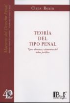 TEORIA DEL TIPO PENAL, de Claus Roxin | portada del libro