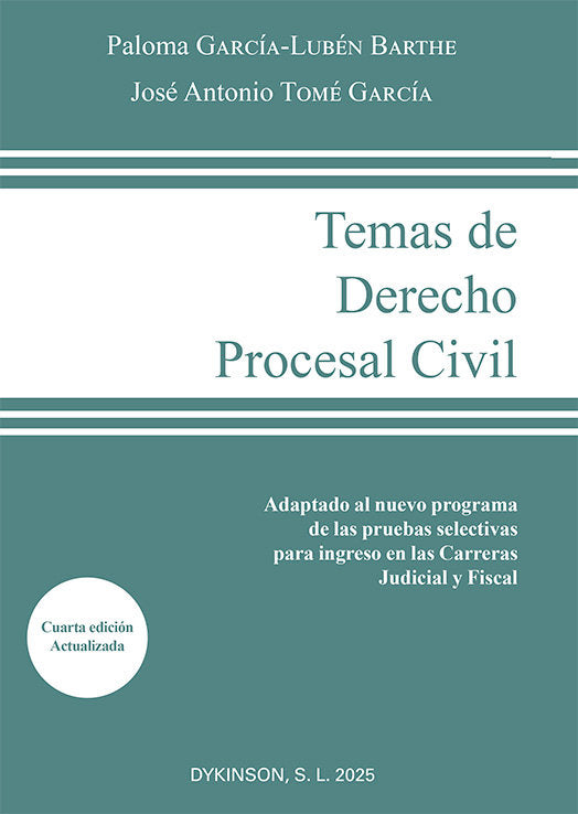 TEMAS DE DERECHO PROCESAL CIVIL, de TOME GARCIA, JOSE ANTONIO | portada del libro