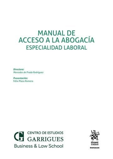 MANUAL DE ACCESO A LA ABOGACIA. ESPECIALIDAD LABORAL, de VV.AA | portada del libro