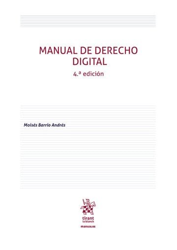 MANUAL DE DERECHO DIGITAL 4ª EDICION, de BARRIO ANDRES | portada del libro