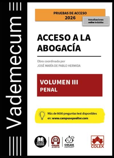 VADEMECUM ACCESO A LA ABOGACIA VOLUMEN III PARTE ESPECIFICA, de DE PABLO HERMIDA,JOSE MARIA | portada del libro