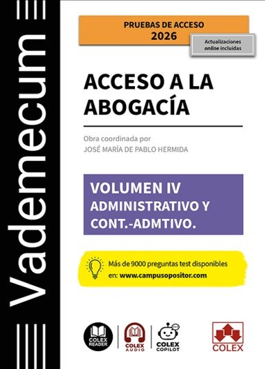 VADEMECUM ACCESO A LA ABOGACIA VOLUMEN IV 2026 PARTE ESPECI, de DE PABLO HERMIDA,JOSE MARIA | portada del libro