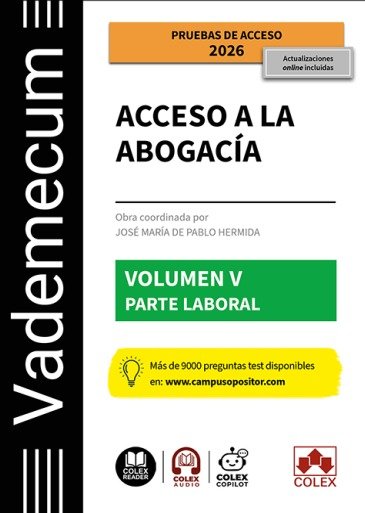 VADEMECUM ACCESO A LA ABOGACIA VOLUMEN V PARTE ESPECIFICA, de DE PABLO HERMIDA,JOSE MARIA | portada del libro