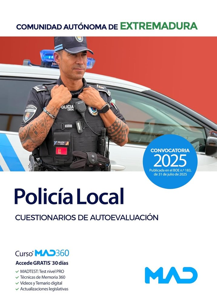 POLICIA LOCAL EXTREMADURA CUESTIONARIO AUTOEVALUACION AYUNT | portada del libro
