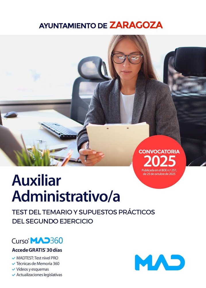 AUXILIAR ADMINISTRATIVO/A TEST TEMARIO Y SUPUESTOS PRACTICOS | portada del libro