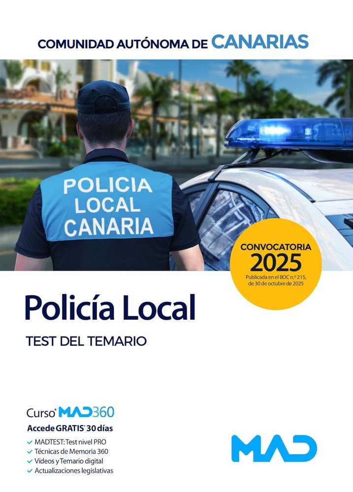 POLICIA LOCAL CANARIAS TEST TEMARIO COMUNIDAD CANARIAS | portada del libro