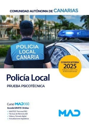 POLICIA LOCAL CANARIAS PRUEBA PSICOTECNICA COMUNIDAD CANARIA | portada del libro