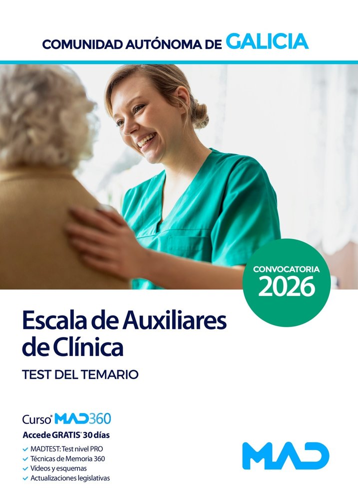 ESCALA DE AUXILIARES DE CLINICA.TEST DEL TEMARIO, de  | portada del libro
