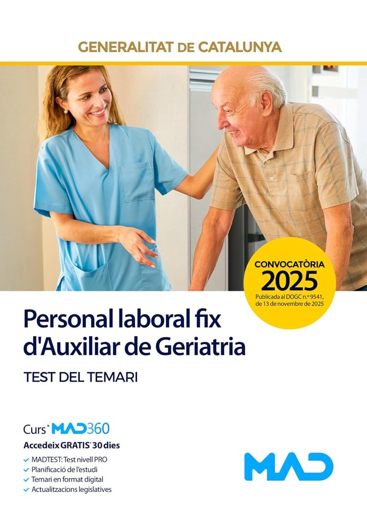 PERSONAL LABORAL FIX D'AUXILIAR GERIATRIA TEST DEL TEMARI | portada del libro