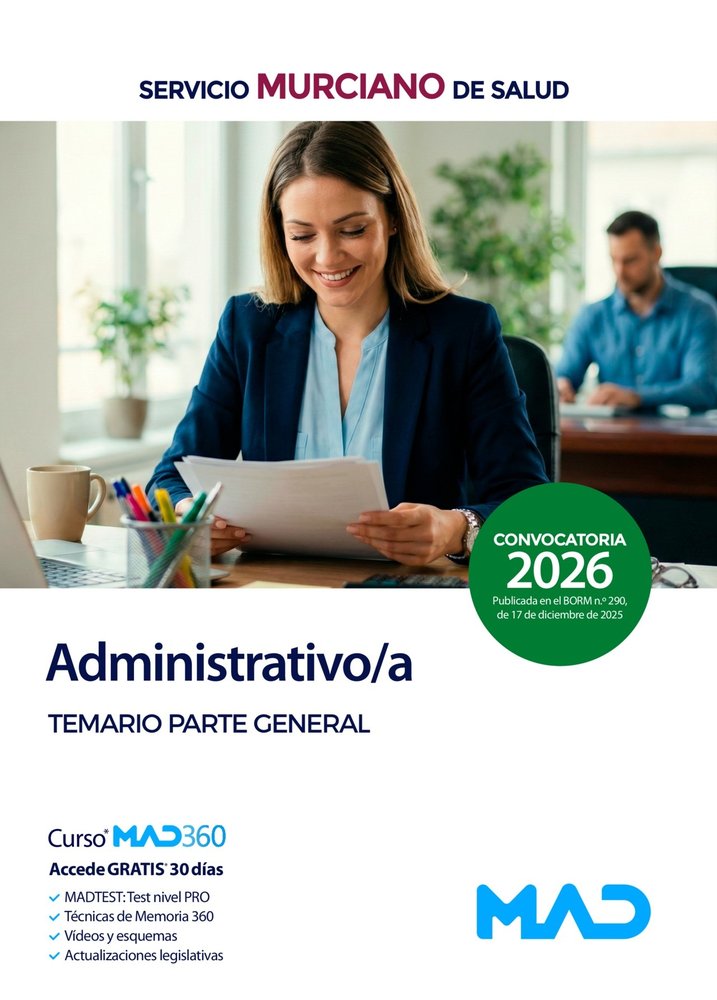 Administrativo/a del Servicio Murciano de Salud. Temario parte general | portada del libro