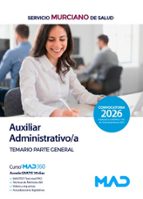 Auxiliar Administrativo/a del Servicio Murciano de Salud. Temario parte general, de Varios autores | portada del libro